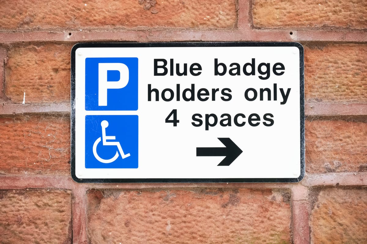 A blue badge holders only sign