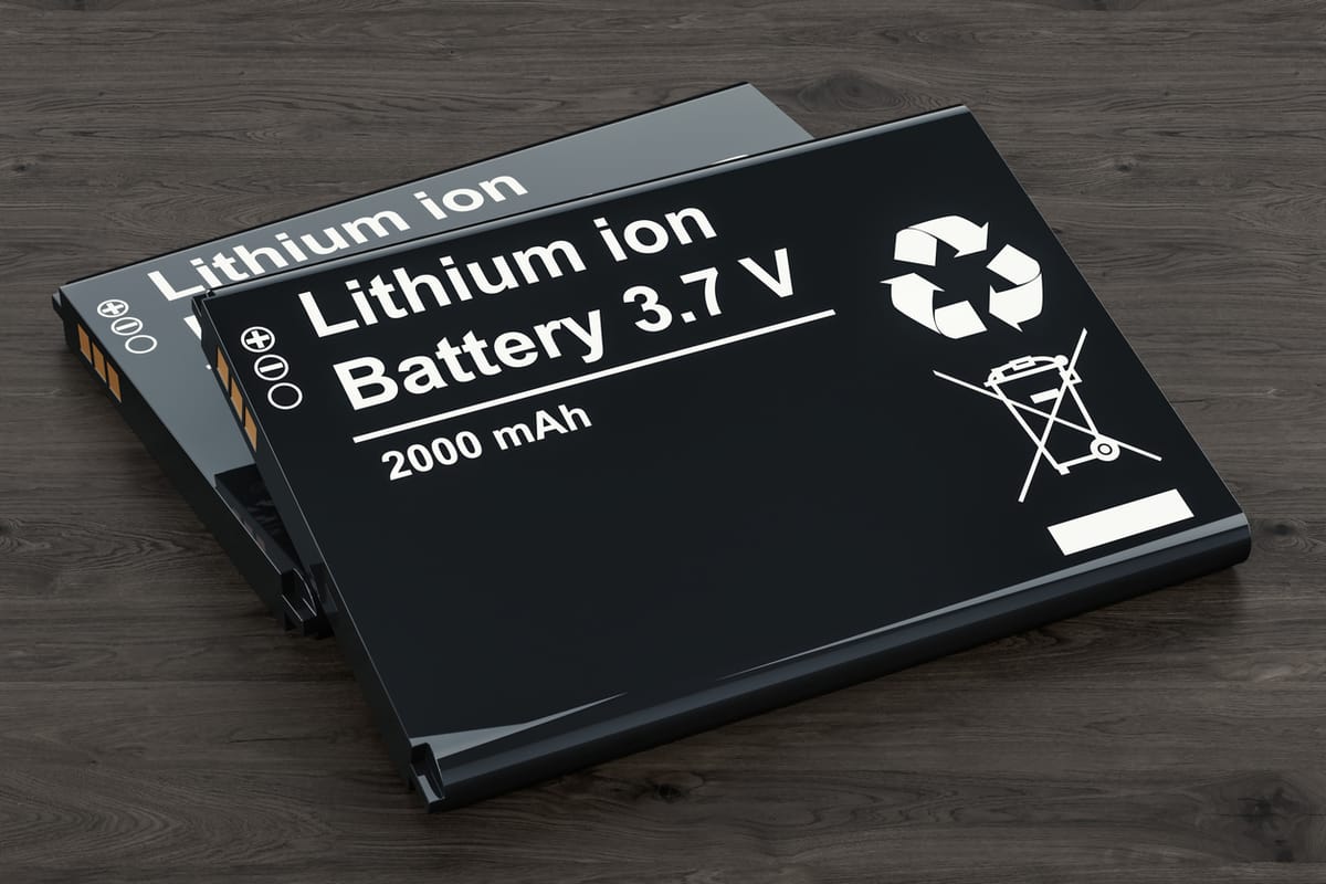 Lithium-ion batteries on a wooden table