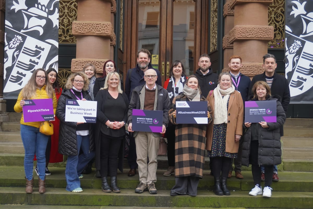 Ipswich Borough Council Leader Neil MacDonald with business leaders in Ipswich launch the new festival