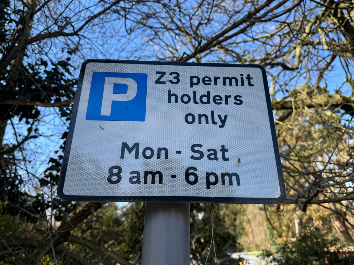 Permit parking sign in Ipswich