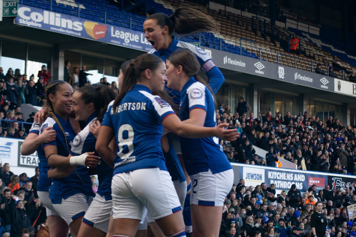 Celebration of goal in front of the home fans