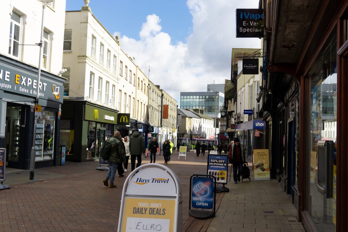 Street view of Ipswich town centre