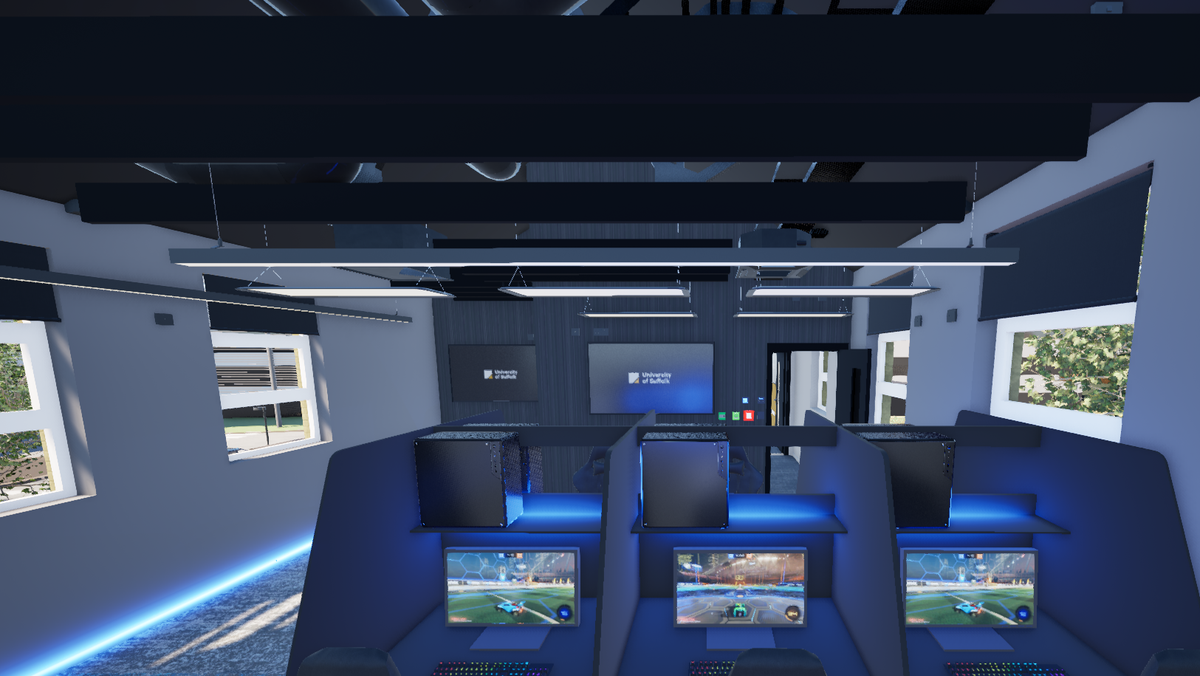 Renders of the interior of the new eSports facility atthe University of Suffolk