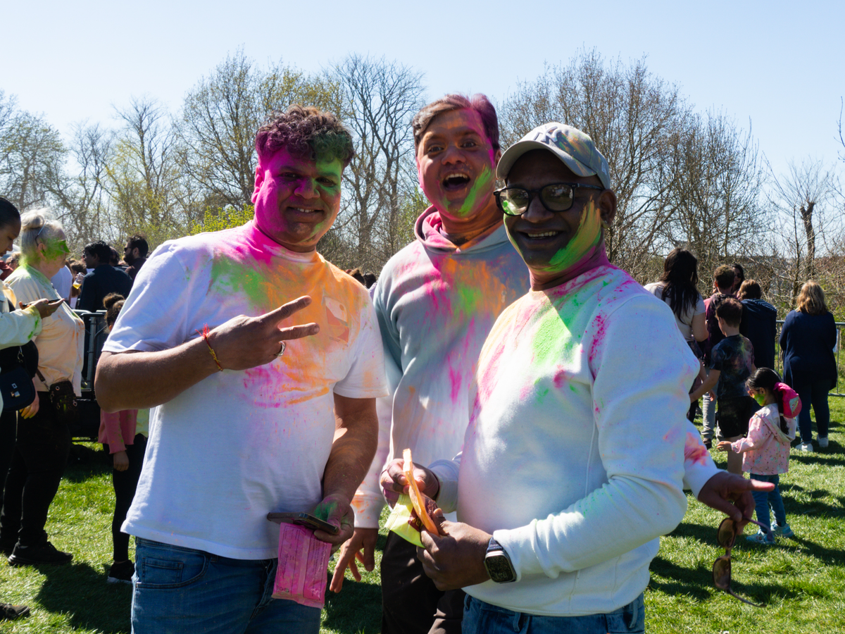 Powder being thrown in celebration of holi festival