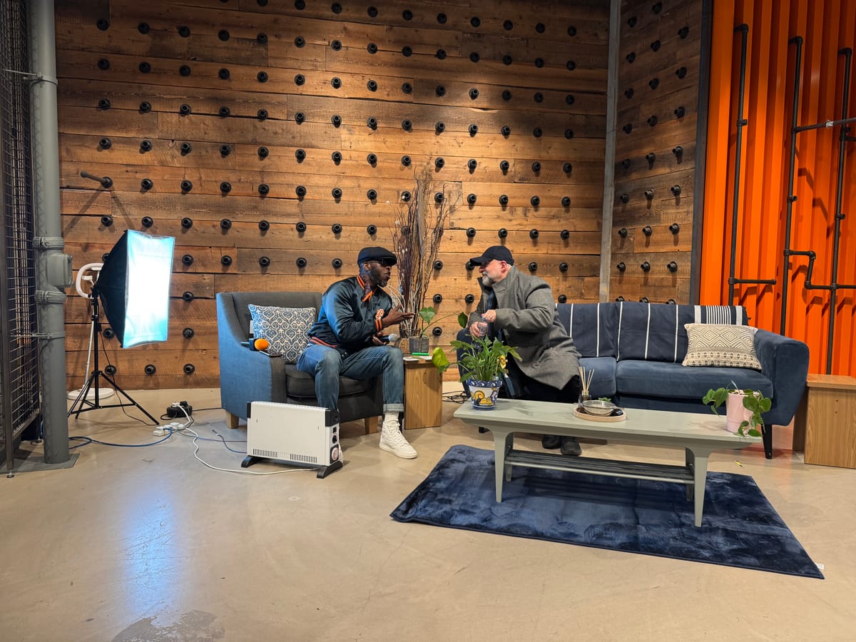 Raph from Scripted Development speaking with Omid Djalili