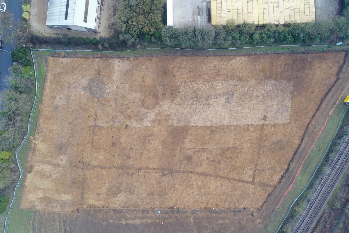 Overhead shot of excavation site at Europa Way