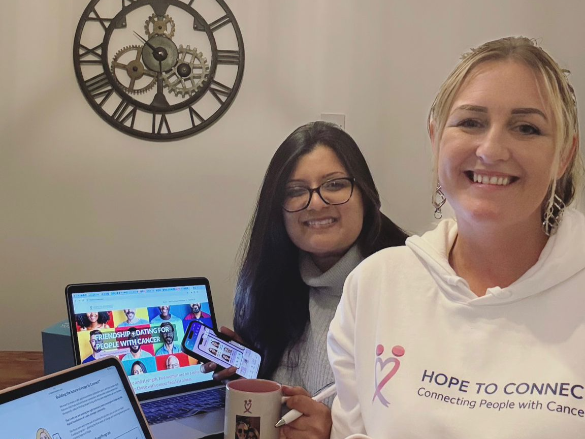 Mandeep and Emma working on the Hope to Connect platform