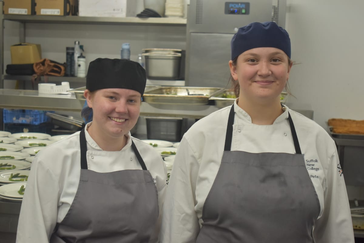 Natalia Green and Bella Pato helped create a three course meal for over 100 guests at Milsoms during the Suffolk New College annual dinner