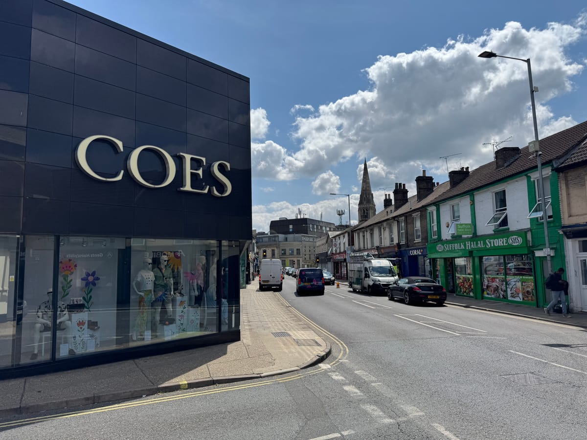 Looking down Norwich Road