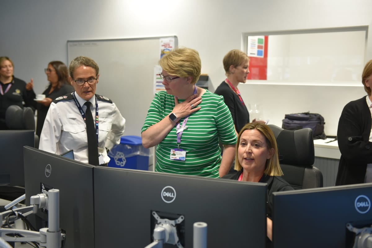 Nicola Beach, Chief Executive of Suffolk County Council, having a tour of the new control room