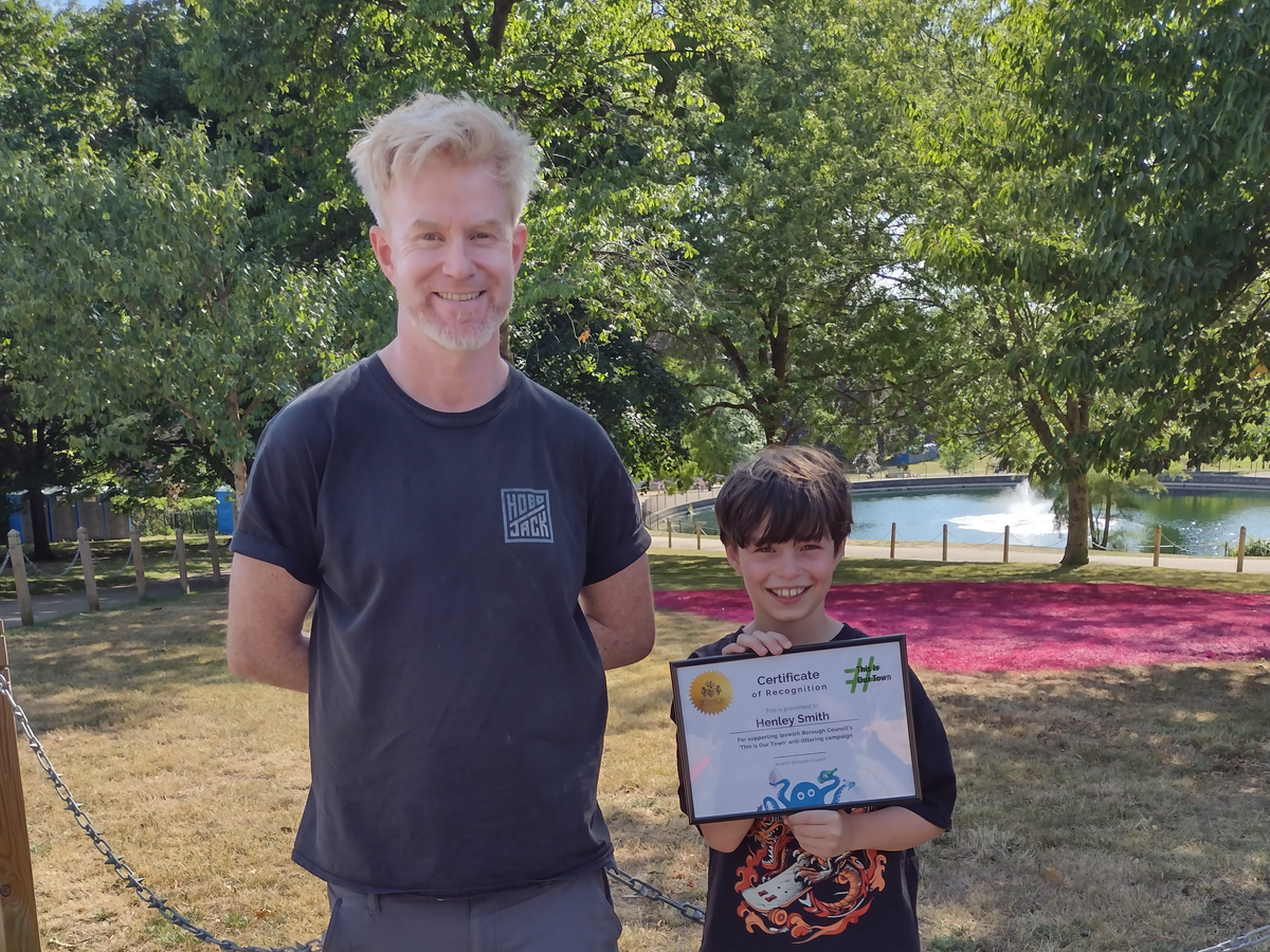One of the winners, Henley, with his dad Marc