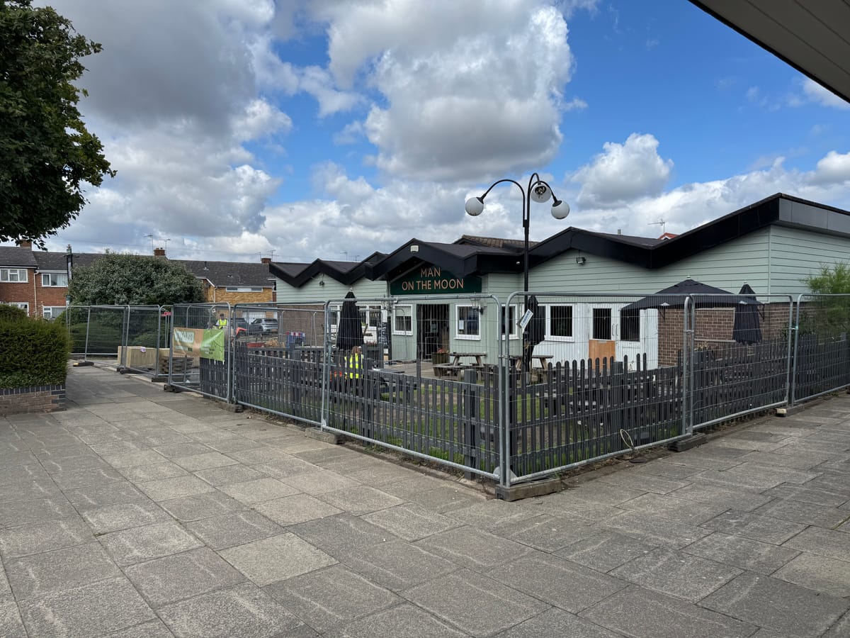 The Man on the Moon in Ipswich undergoing its refurb