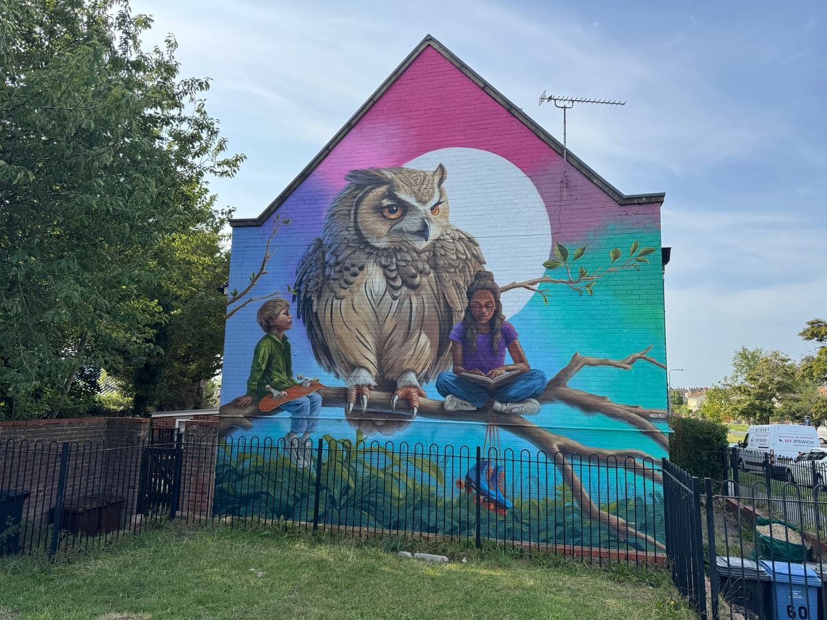 WOSKERSKI's latest mural on the side of a building on the Whitehouse estate in Ipswich
