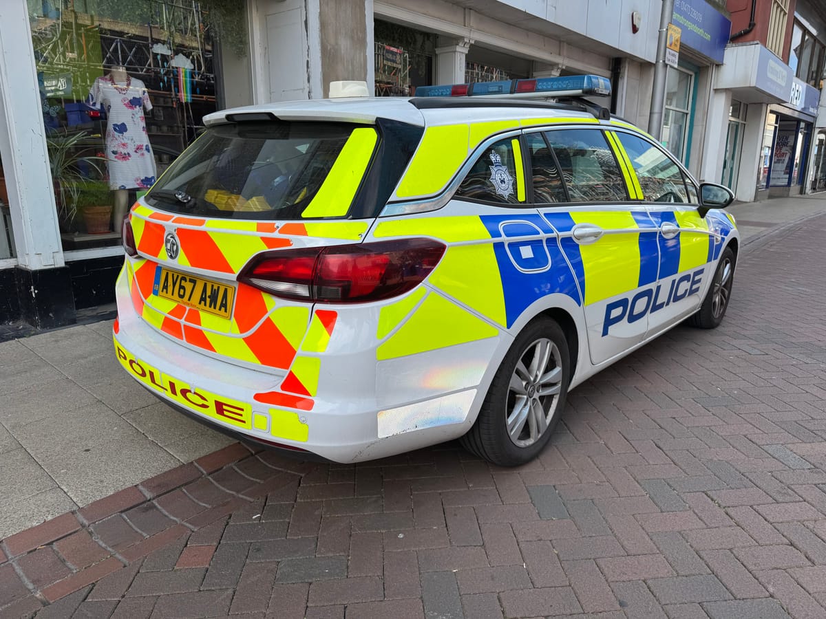 A police car on Carr Street in Ipswich town centre