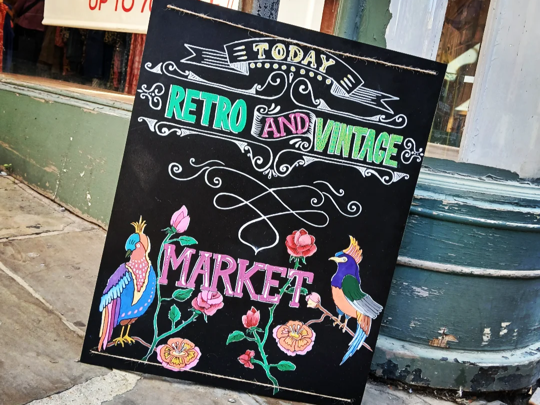 Retro & Vintage Market sign at The Walk in Ipswich