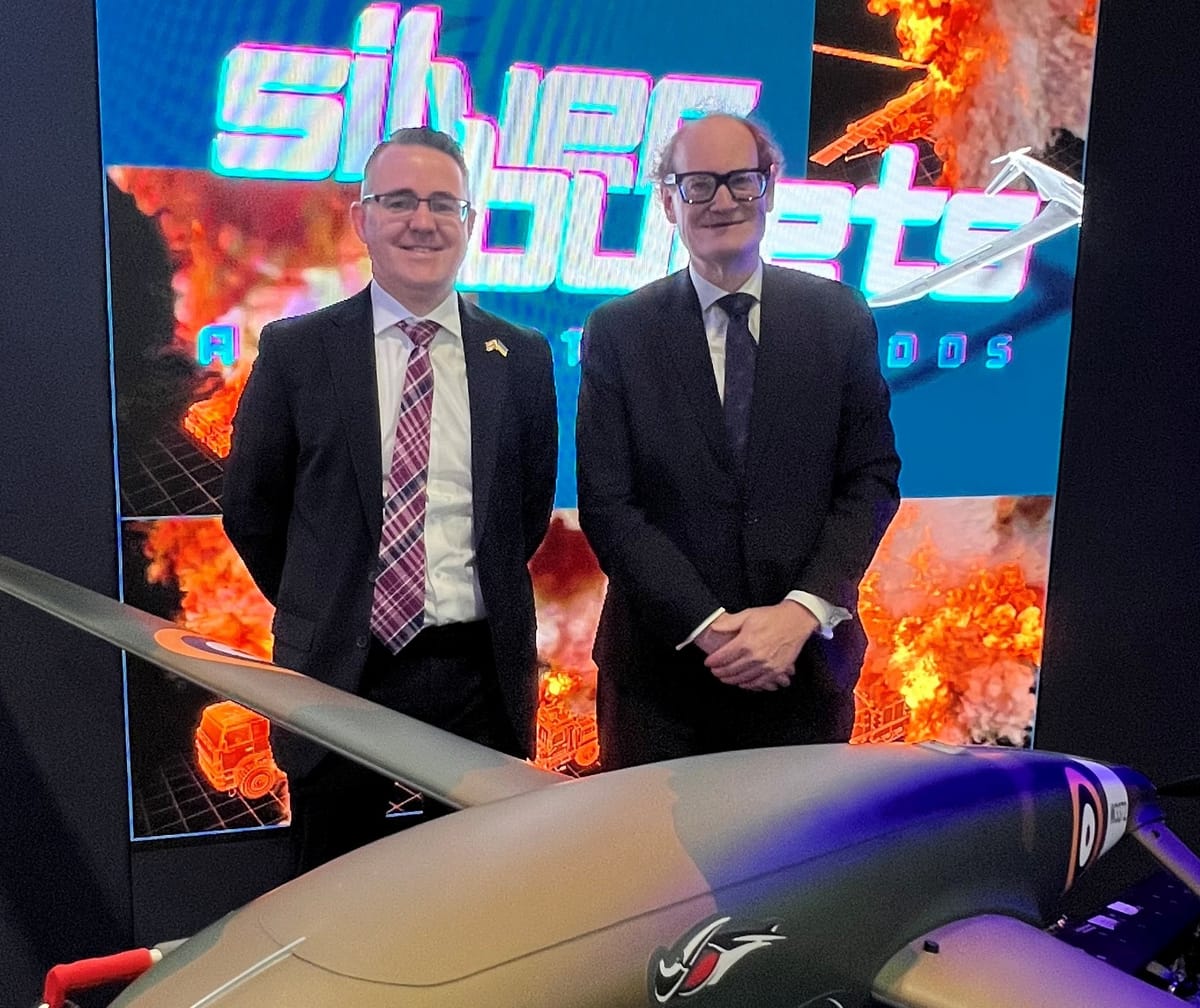 Rory Chamberlain, Managing Director UK, Ukrspecsystems with Steven Wilson, Head of Innovation, Business engagement and Inward investment at Freeport East