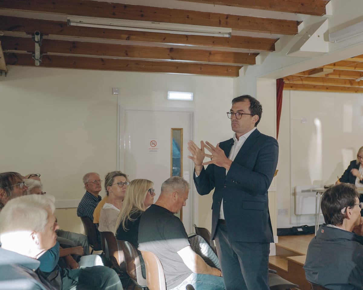Patrick Spencer MP at a meeting about the Ipswich Northern Bypass