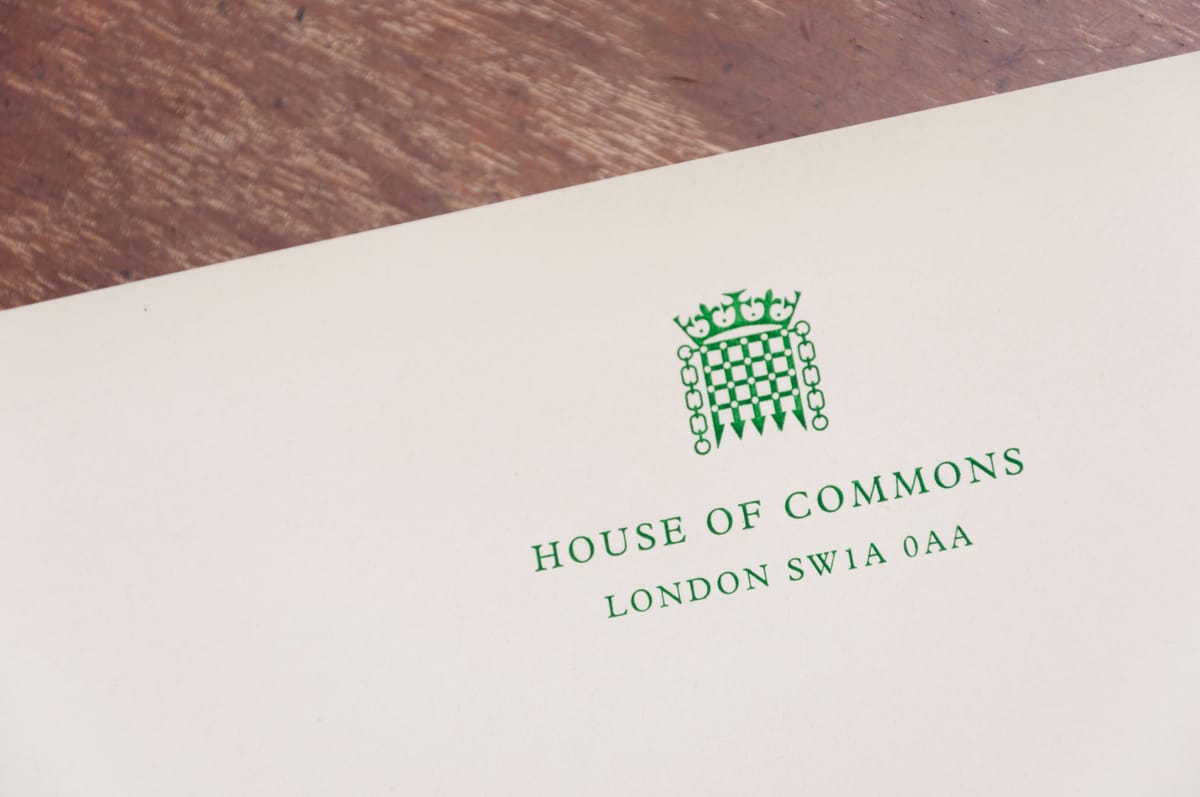 A House of Commons letterhead