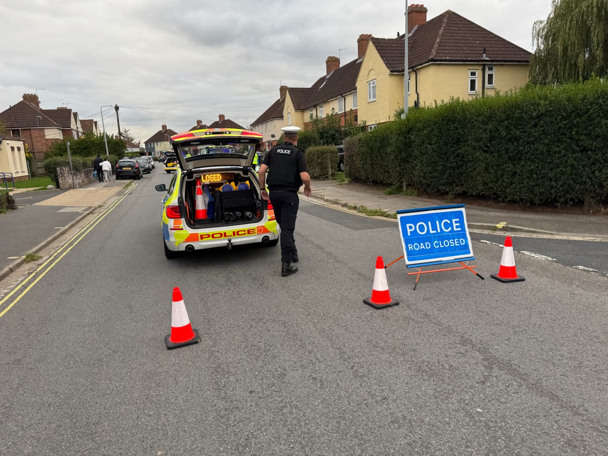 Police close a road in Gainsborough following a collision involving a motorcycle