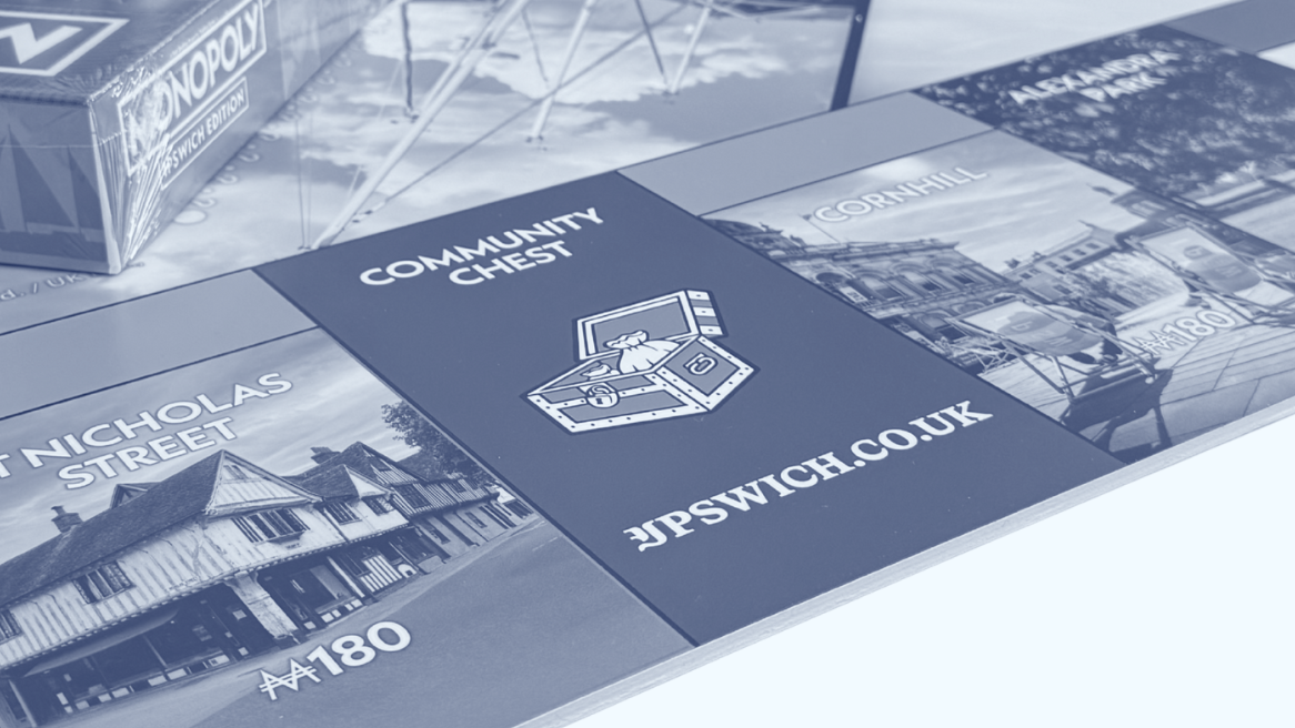 Ipswich.co.uk is one of three community chest squares on the official Monopoly: Ipswich edition