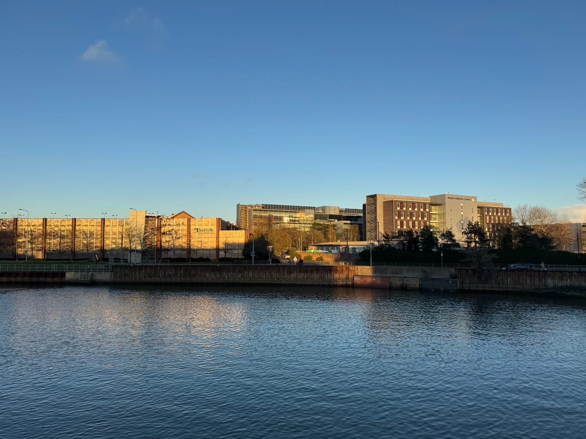 A view of the council buildings from the River Orwell in Ipswich