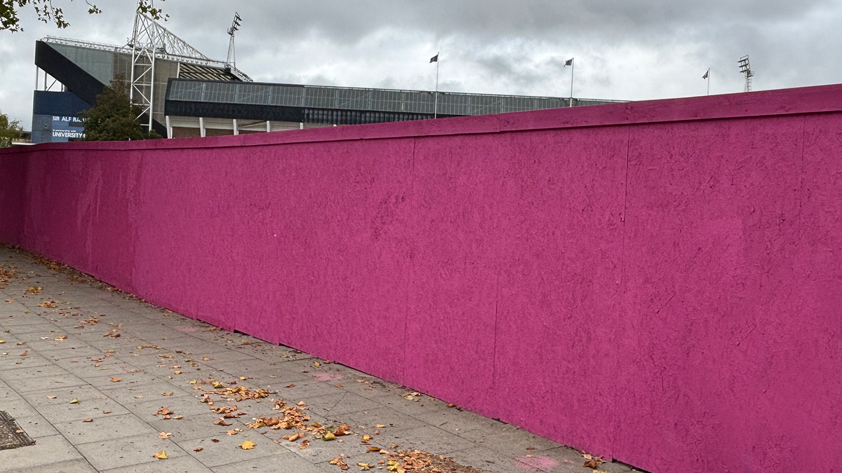 Hoardings at Portman Road provide a blank canvas for local artists