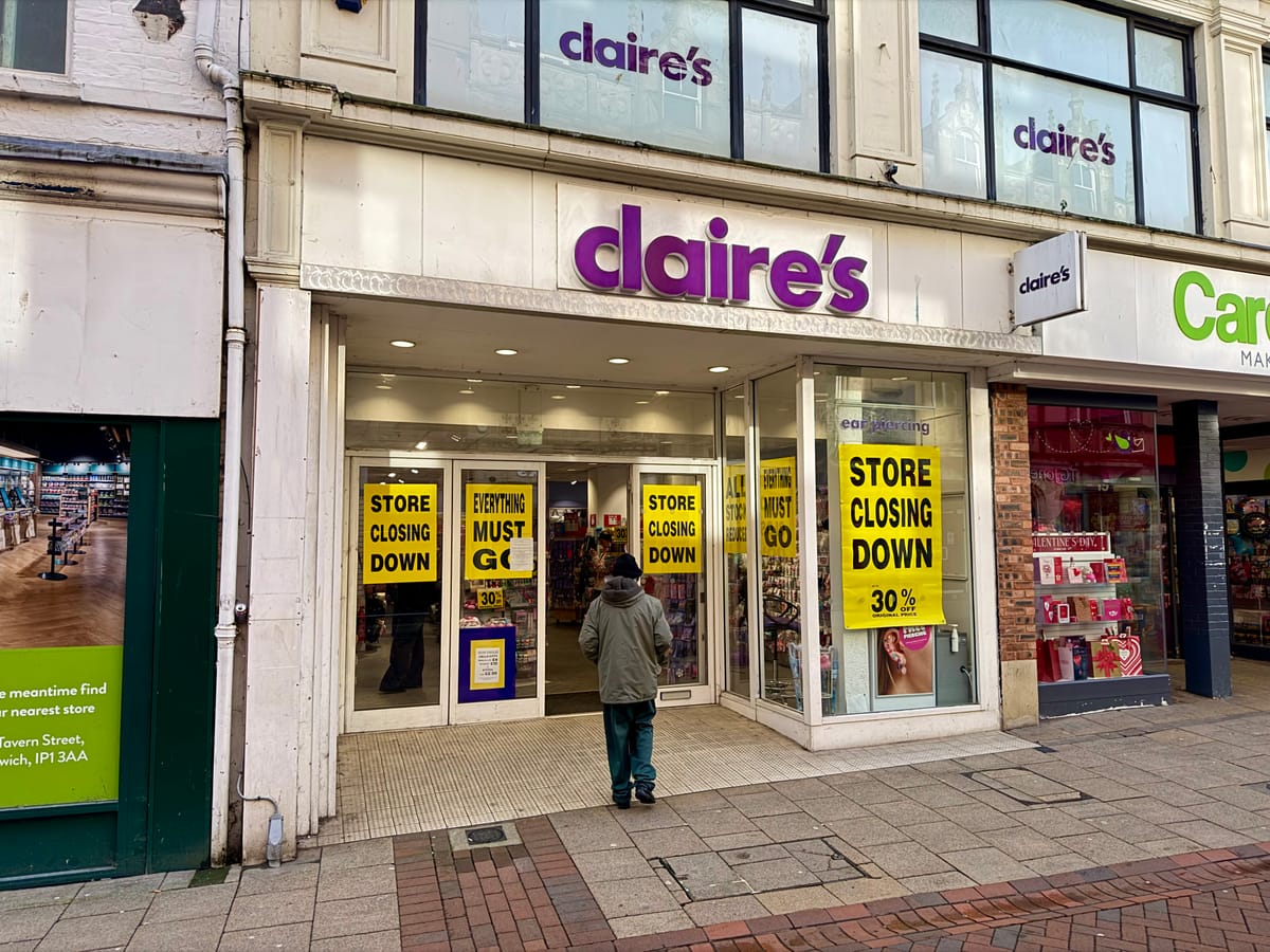 Closing down signs up at Claire's in Ipswich