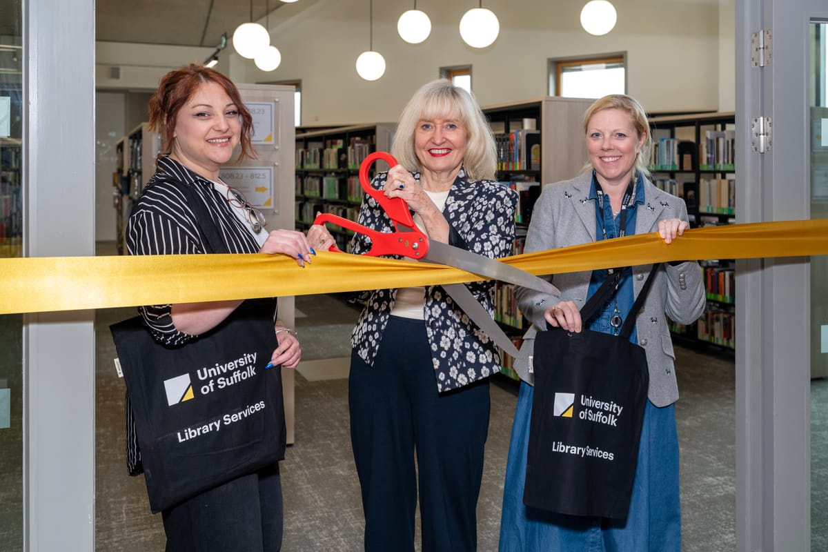 Left to right: Students' Union President of Education Lee-Ann Durrant, Vice-Chancellor Prof Jenny Higham and Pro Vice-Chancellor Education and Student Experience Prof Eloise Ellis cutting th…