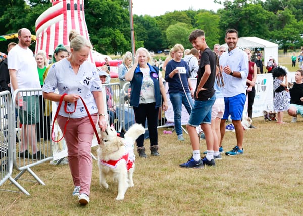 Lady and her dog participating in Suffolk Dog Day