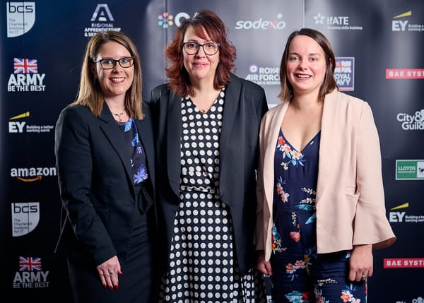 Martine Clark, Emma Matthews and Charlotte Reason from Attwells Solicitors at the National Apprenticeship and Skills Awards