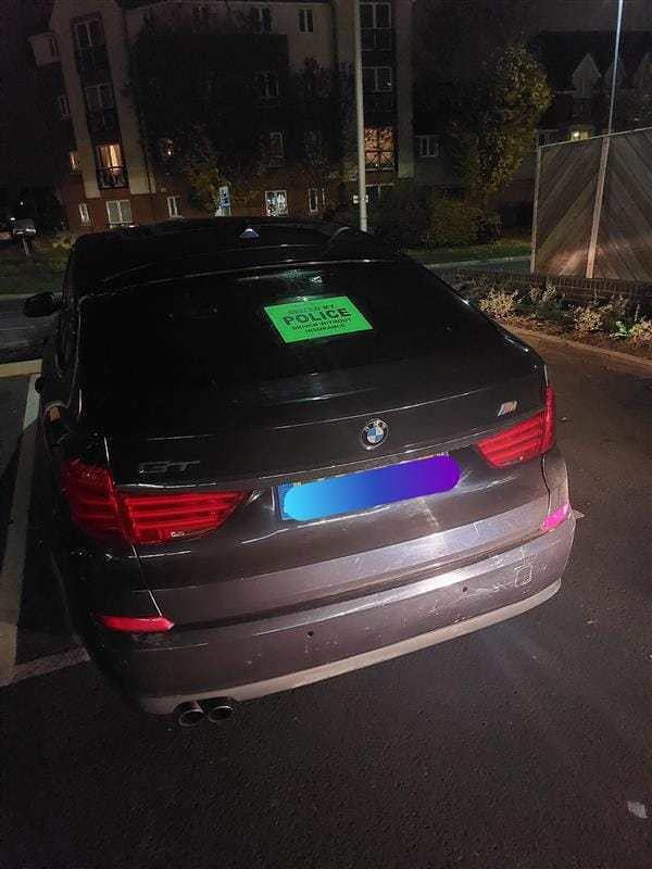 A black BMW was seized at Morrisons in Sproughton near Ipswich