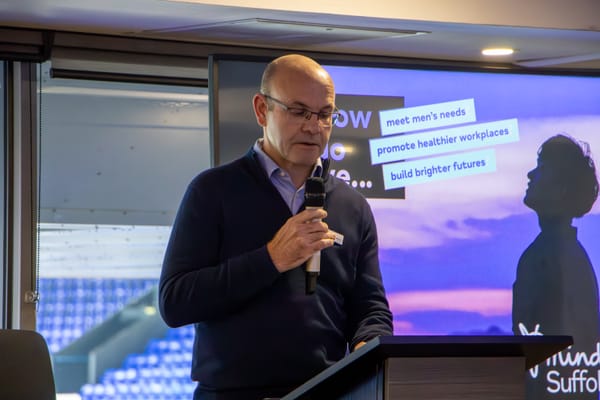 Ian White speaking at the event by Suffolk Mind
