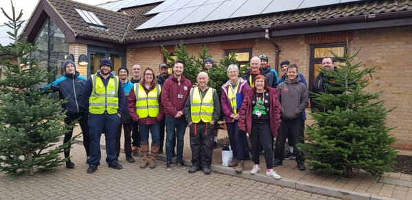 Staff and volunteers at tree-cycling in 2023