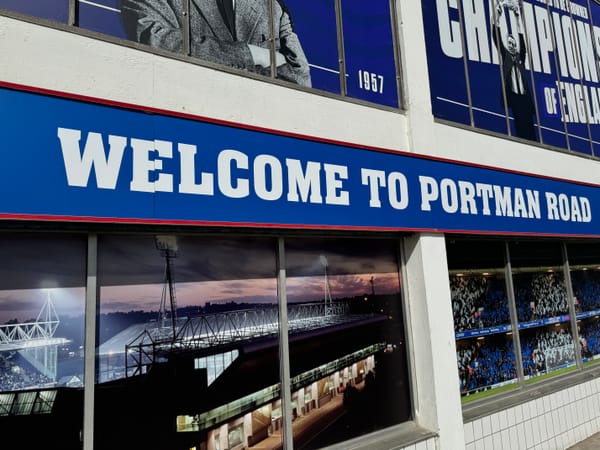 Welcome to Portman Road sign at Portman Road stadium