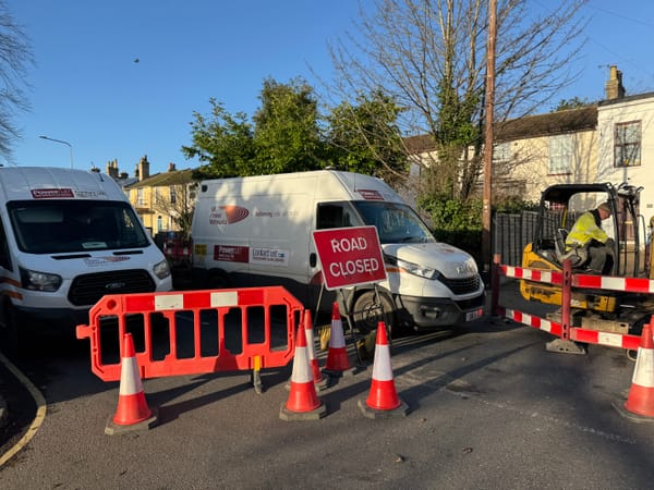 Roadworks on Woodbridge Road in Ipswich