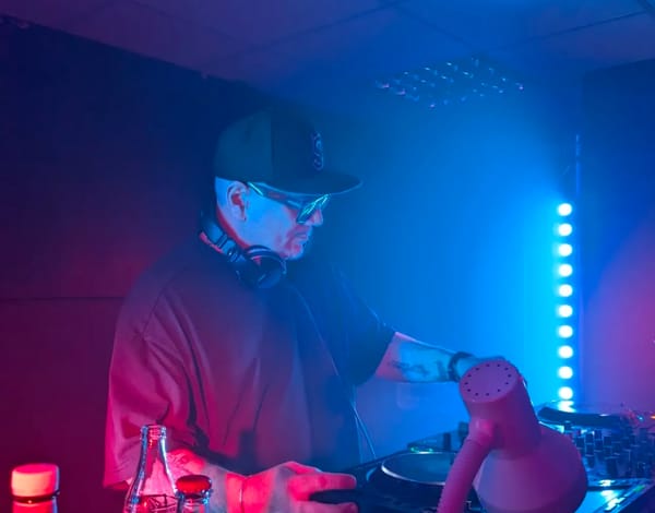 Huey Morgan on the decks at The Baths in Ipswich