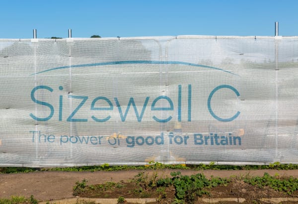 Sizewell C power station construction site screen