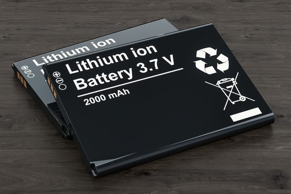 Lithium-ion batteries on a wooden table