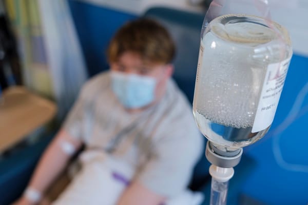 A patient receiving an immunoglobulin infusion