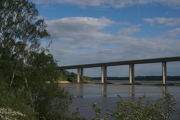 Orwell bridge over a blue skies background