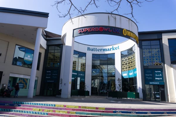 Outside Buttermarket Shopping Centre in Ipswich