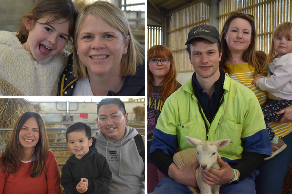 A collage of photos of people enjoying the Suffolk Rural Spring Family Farm Day