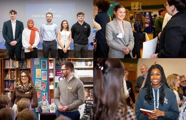 Collage of images from the Ipswich School careers convention