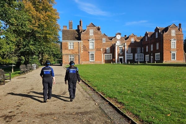 PCSOs patrolling Christchurch Mansion in Ipswich