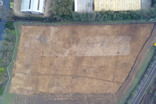 Overhead shot of excavation site at Europa Way