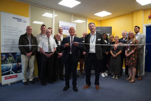 The ribbon cutting ceremony at the new Freeport East office and Harwich Innovation Hub