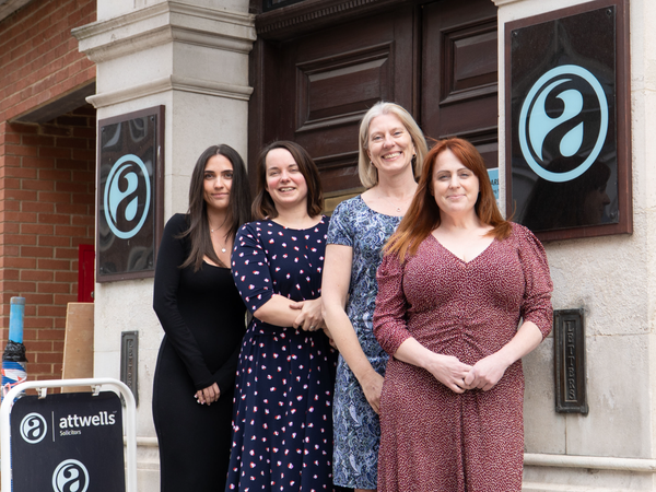 Ruby White, Charlotte Reason, Shelagne Earnshaw and Jo Debenham outside the Attwells office in Ipswich