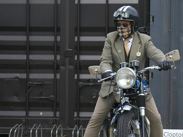 A distinguished gentleman participating in the Distinguished Gentleman's Ride in Ipswich