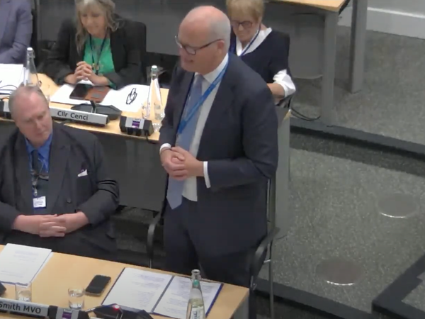 Cllr Matthew Hicks speaking at the Suffolk County Council AGM on Thursday, 23 May