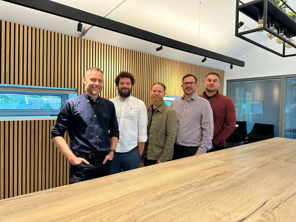 Bryan Wybrow, Will Ludkin, Stuart Edgar, Ben Moore and Tom Bryce form the new board of KLH Architects